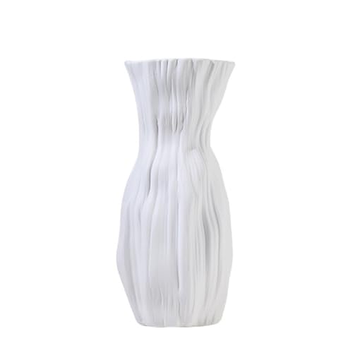 Keramikvase, rustikale Blumenvase im Landhausstil, ideal für echte oder künstliche Blumen, für Hochzeitstische, Esstische, Büros und Schlafzimmer(Weiß,Large) von Generic