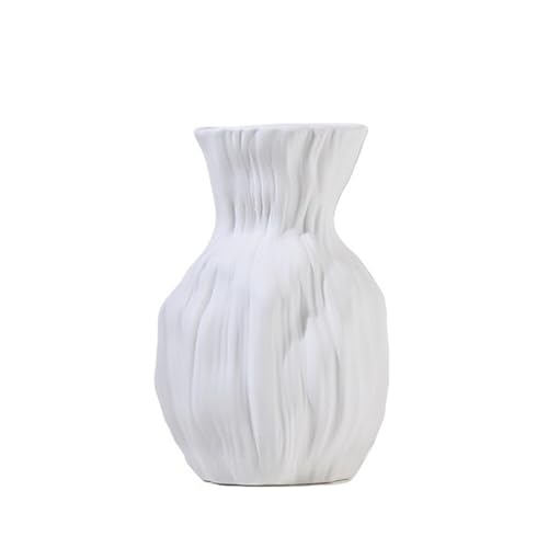 Keramikvase, rustikale Blumenvase im Landhausstil, ideal für echte oder künstliche Blumen, für Hochzeitstische, Esstische, Büros und Schlafzimmer(Weiß,Small) von Generic