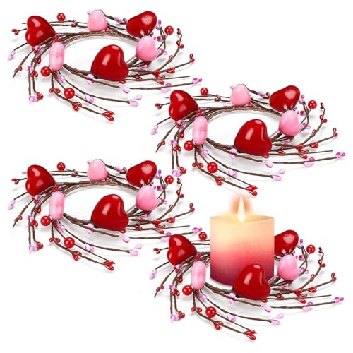Kerzenkränze für Stumpenkerzen | Ornamentkranz, Valentinstag-Girlande, Stumpenkerzenringe, ästhetische Valentinstagsdekoration für Kerzen, Bäume, Fenstertüren von Generic