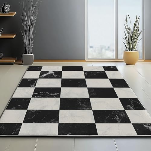 Khaki Teppich Wohnzimmer Kurzflor, Waschbare rutschfest Teppich für Eingang Schlafzimmer & Kinderzimmer Schlicht Kariert Farbblock Karomuster Thema, Weicher Flanell Teppichs 140 x 200 cm von Generic