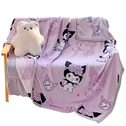 Kinderdecke, Kawaii doppelseitige Milchsamt-Multifunktionsdecke, Kinderstudenten-Nickerchendecke 100x150cm,Lila von Generic