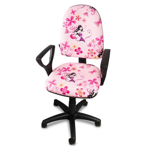 ARTOFIS Schreibtischstuhl mit Höhenverstellbar für Mädchen - Ergonomischer Kinderschreibtischstuhl mit 5 Rollen, Drehbarer Jungendstuhl mit Rückenlehne, Stil Bred Blumenmädchen von ARTOFIS