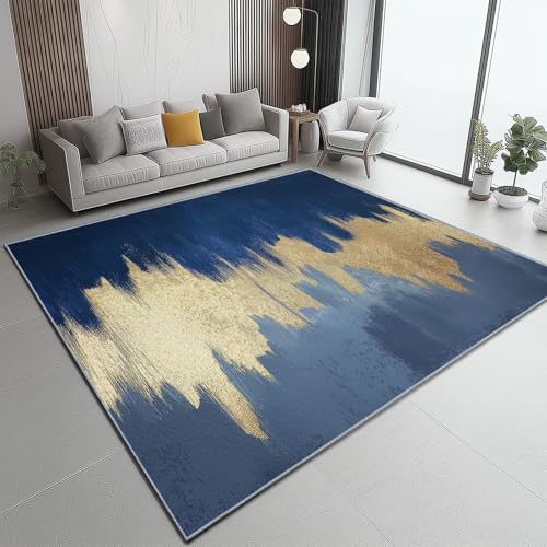Kinderteppich waschbar Marineblau rutschfest 140 x 200 cm, Weicher Flanell für Wohnzimmer Schlafzimmer Kinderzimmer Spielzimmer mit Pinselstrich Farbblock elegant abstrakt Muster Kinderteppich waschbar Marineblau rutschfest 140 x 200 cm, Weicher Flanell für Wohnzimmer Schlafzimmer Kinderzimmer Spielzimmer mit Pinselstrich Farbblock elegant abstrakt Muster von Generic