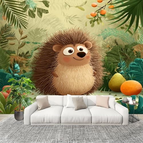 Kinderzimmer Fototapete Panorama, Cartoon Igel Muster Wandbild Wandposter, GrüN Wandtapete Wohnzimmer Wanddeko Vlies Tapeten Poster TV Hintergrund Wandbilder 400x280 cm von Generic