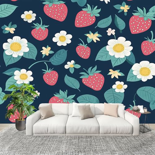 Kinderzimmer Fototapete Panorama, Einfache Erdbeerblumen Wandbild Wandposter, Dunkelblau Wandtapete Wohnzimmer Wanddeko Vlies Tapeten Poster TV Hintergrund Wandbilder 400x280 cm Kinderzimmer Fototapete Panorama, Einfache Erdbeerblumen Wandbild Wandposter, Dunkelblau Wandtapete Wohnzimmer Wanddeko Vlies Tapeten Poster TV Hintergrund Wandbilder 400x280 cm von Generic