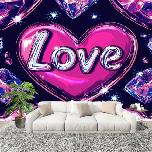 Kinderzimmer Fototapete Panorama, Romantisches Liebesthema Wandbild Wandposter, Lila Wandtapete Wohnzimmer Wanddeko Vlies Tapeten Poster TV Hintergrund Wandbilder 350x256 cm von Generic