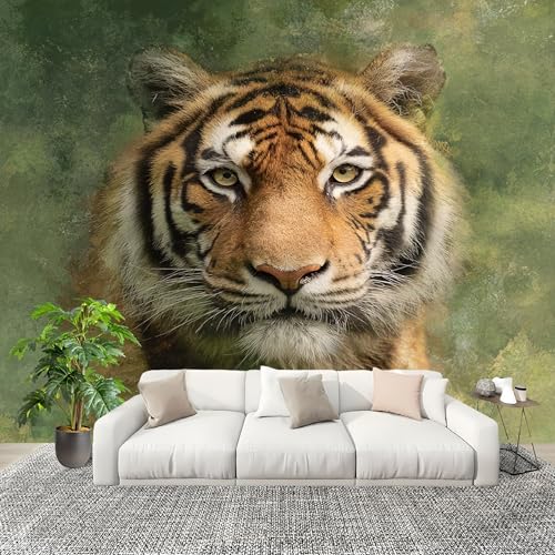 Kinderzimmer Fototapete Panorama, Tierisches TigerporträT Wandbild Wandposter, GrüN Wandtapete Wohnzimmer Wanddeko Vlies Tapeten Poster TV Hintergrund Wandbilder 400x280 cm Kinderzimmer Fototapete Panorama, Tierisches TigerporträT Wandbild Wandposter, GrüN Wandtapete Wohnzimmer Wanddeko Vlies Tapeten Poster TV Hintergrund Wandbilder 400x280 cm von Generic
