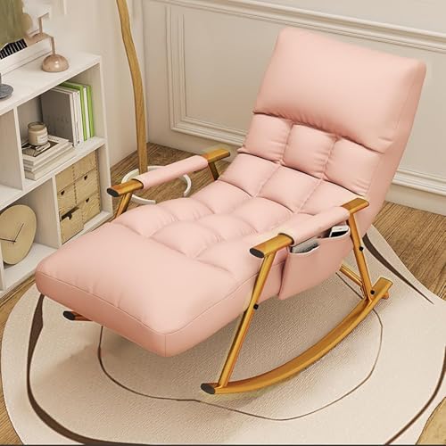 Kinderzimmer Schaukelstuhl Rocker Verstellbarer Liegestuhl Für Erwachsene Mit Hoher Rückenlehne Sessel Bequemer Beistellstuhl Für Wohnzimmer Schlafzimmer Büros, Pink von Generic