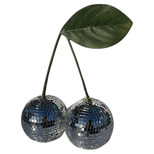 Kirsche Spiegelkugel | Kirsche Discokugeln Dekor,Glasspiegel-Glitzerkugel, Schreibtisch-Ornamente, für Zuhause, Party, DJ, Hochzeit, Bühne, Festival, Dekoration, Foto-Requisiten, Rot/Silber von Generic