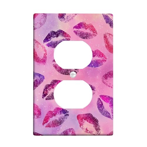 Kiss Print Lichtschalter-Abdeckplatten/Steckdosenabdeckungen, pfirsichfarbene und violette Lippen für Schlafzimmer-Dekor, thermoplastische Wandplatten, Standardgröße, Einzel-Duplex-Steckdose Kiss Print Lichtschalter-Abdeckplatten/Steckdosenabdeckungen, pfirsichfarbene und violette Lippen für Schlafzimmer-Dekor, thermoplastische Wandplatten, Standardgröße, Einzel-Duplex-Steckdose von Generic
