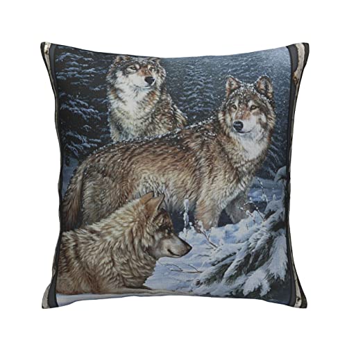 Kissenbezüge, 45,7 x 45,7 cm, quadratisch, für Sofa, Bett, Wohnzimmer, Autostuhl, dekorativ – Wölfe, Wolf, Schneebraun von Generic