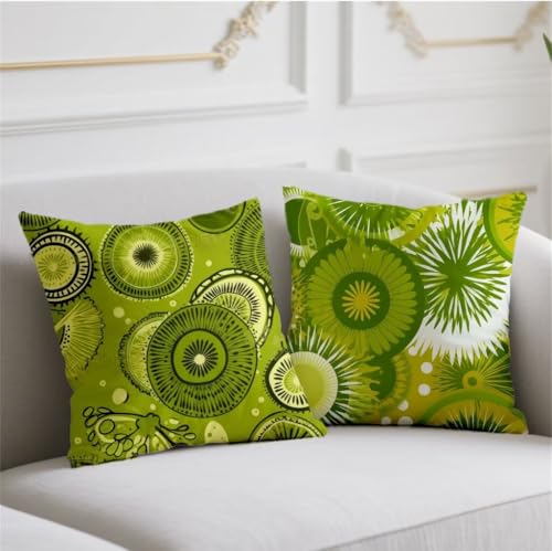Kissenbezug 2 Stück 70x70cm Herbst Kissen Samt Kopfkissenbezug Zitrone kissenhüllen mit Unsichtbarem Reißverschluss Kissenbezüge Grün für Sofa Halloween Weihnachten Winter Herbst Deko,Geschenke wj-766 von Generic