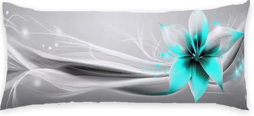 Kissenbezug 40 x 120 Seitenschläferkissen Bezug Blau Schlafkissen Seitenschläfer Blume Kopfkissenbezug Super Weich Seitenschläfer, Schwangerschaftskissen Verdecktem Zip, Deko für Kissen Bett P-451 von Generic