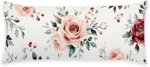 Kissenbezug 45 x 135 Seitenschläferkissen Bezug Rosa Schlafkissen Seitenschläfer Blume Kopfkissenbezug Super Weich Seitenschläfer, Schwangerschaftskissen Verdecktem Zip, Deko für Kissen Bett P-680 von Generic