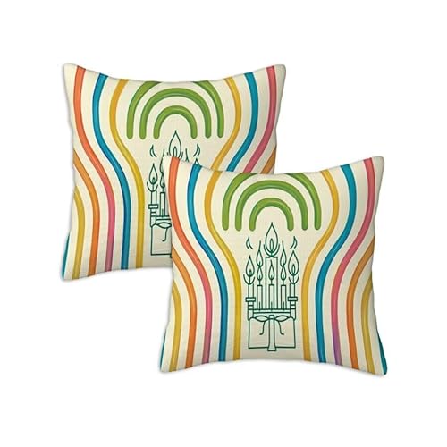 Kissenbezug 45x45 cm Outdoor Kissen Wetterfest Buntes, 2er Set Dekorativ Kissen Gestreift kissenbezüge Outdoor Sitzkissen, Leinen Zierkissenbezüge für Sofa Terrassen Schlafzimmer Balkon Deko Z-259 Kissenbezug 45x45 cm Outdoor Kissen Wetterfest Buntes, 2er Set Dekorativ Kissen Gestreift kissenbezüge Outdoor Sitzkissen, Leinen Zierkissenbezüge für Sofa Terrassen Schlafzimmer Balkon Deko Z-259 von Generic