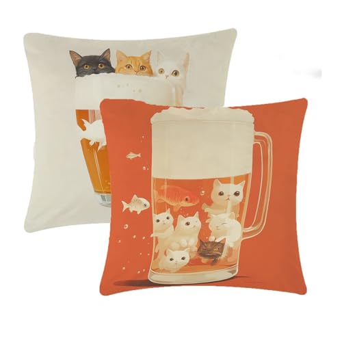 Kissenbezug 45x45cm Gelb Outdoor Kissen Wasserfest Samt kissenbezüge Tier Sofakissen Sommer Quadratisch Dekokissen 2er Set Für Garten Stuhl Terrassen Balkon Deko Wohnzimmer Geschenke für Frauen T-429 von Generic