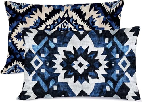 Kissenbezug 50 x 70 Marineblau Kissen 50x70 Böhmen Kopfkissenbezug Super Weich Kopfkissen Bettwaren, Nackenkissen Deko Kissen 2er Set Seitenschläferkissen Bezug, für Deko Schlafzimmer Bett R-279 von Generic