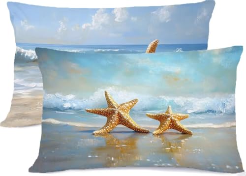Kissenbezug 50 x 70 Ozean Kissen 50x70 Tier Kopfkissenbezug Super Weich Kopfkissen Bettwaren, mit Reißverschluss Deko Kissen 2er Set Seitenschläferkissen Bezug, für Deko Schlafzimmer Bett R-275 von Generic