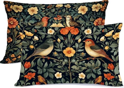 Kissenbezug 50 x 70 Retro Kissen 50x70 Vogel Kopfkissenbezug Super Weich Kopfkissen Bettwaren, mit Reißverschluss Deko Kissen 2er Set Seitenschläferkissen Bezug, für Deko Schlafzimmer Bett R-263 von Generic