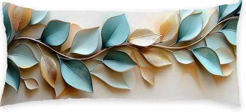 Kissenbezug 60 x 180 Seitenschläferkissen Bezug Blau Schlafkissen Seitenschläfer Blatt Kopfkissenbezug Super Weich Seitenschläfer, Schwangerschaftskissen Verdecktem Zip, Deko für Kissen Bett P-447 Kissenbezug 60 x 180 Seitenschläferkissen Bezug Blau Schlafkissen Seitenschläfer Blatt Kopfkissenbezug Super Weich Seitenschläfer, Schwangerschaftskissen Verdecktem Zip, Deko für Kissen Bett P-447 von Generic