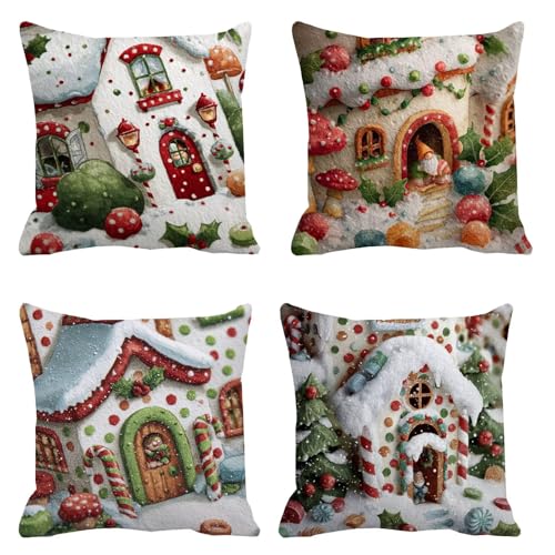 Kissenbezug 75x75 4er Set Sofakissen Haus Kopfkissenbezug Cartoons Dekokissen Samt Kissenbezüge, Zierkissen Sofa Kissen Wetterfeste Kissen Outdoor Pillow Cover für Wohnzimmer Balkon Deko t-103 von Generic