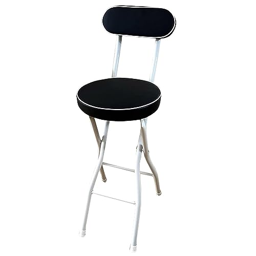 Klappbar Stool Portable Round Kitchen Chair with Padded Seat and Backrest 55/60/65cm Height Adjustable Counter Stool for Erwachsene Outdoor Island UseBlack von Generic
