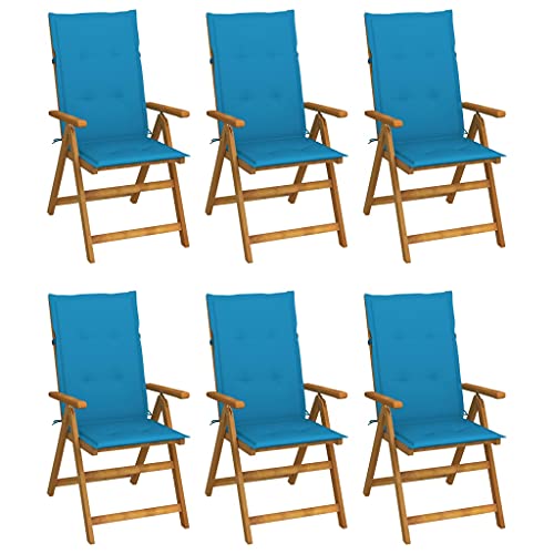 Klappbare Gartenstühle 6 STK. mit Auflagen Massivholz Akazie,3064123 von Generic