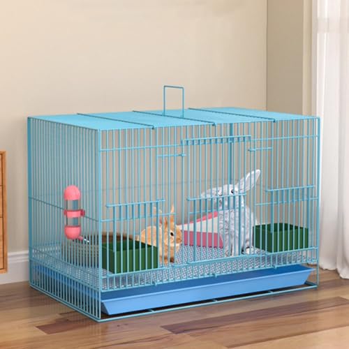 Klappbare Kaninchenkäfig Mit PVC Tablett, 1 cm Verschlüsselter Abstand, Mehrseitiges Design, Für Kaninchen/Katzen/Meerschweinchen, 2 Größen, 5 Farben(Blue,60 * 40 * 40cm) von Generic