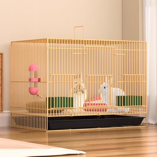 Klappbare Kaninchenkäfig Mit PVC Tablett, 1 cm Verschlüsselter Abstand, Mehrseitiges Design, Für Kaninchen/Katzen/Meerschweinchen, 2 Größen, 5 Farben(Yellow,50 * 33 * 33cm) von Generic