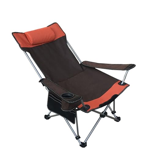 Klappbare Patio Loungesessel Relaxsessel Relaxsessel Outdoor verstellbare klappbare Liegesessel mit Kissen, seitliches Getränkehaltertablett, Tragegurt für Garten Strand Rasen Deck Beige von Generic