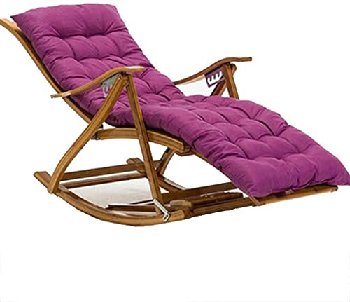 Klappbare Sonnenliegen aus Bambus, Bequeme Campingstühle, Schaukelliege mit blauem Baumwollpolster für Entspannung im Garten und Freizeit im Freien von Generic