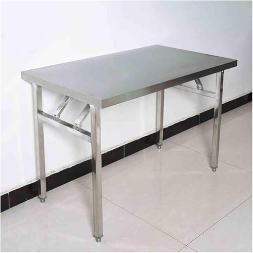 Klappbare Werkbank Aus Edelstahl Mit Zwei Federn Tragbarer Küchenvorbereitungstisch Theke Wäscherei Garage Utility Counter 4 Zentimeter Dicker Arbeitstisch, One Color, 80x50x55cm/31.5x19.7x21.6 von Generic