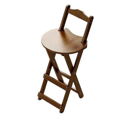 Klappbarer Bambus Barhocker mit Rückenlehne und Fußstütze, Höhenverstellbarer Küchenhocker für Zuhause Garten Picknick(Walnut) von Generic
