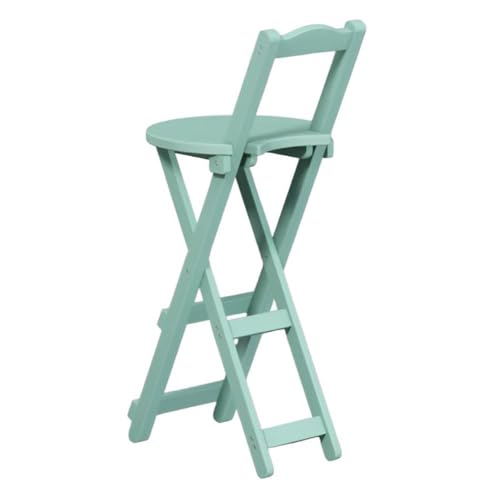 Klappbarer Barhocker, 45cm/63cm/75cm Bambus Küchenstuhl mit Rückenlehne und Fußstütze, Tragbare Frühstücks-Bar-Stühle für Haus Bistro Esszimmer, Keine Montage (Color : Green, Size : 63cm/25in) von Generic