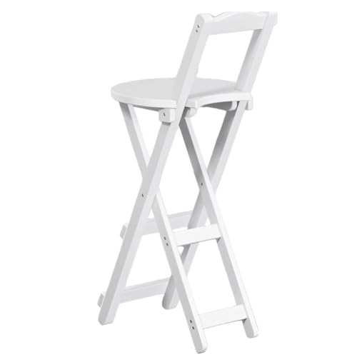 Klappbarer Barhocker, 45cm/63cm/75cm Bambus Küchenstuhl mit Rückenlehne und Fußstütze, Tragbare Frühstücks-Bar-Stühle für Haus Bistro Esszimmer, Keine Montage (Color : White, Size : 63cm/25in) von Generic