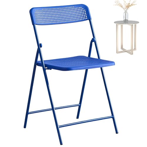 Klappbarer Barhocker 46 cm Höhe mit Rückenlehne und Fußstütze für Erwachsene, Möbel Tragbarer Faltstuhl für Küche Party Camping, Tragfähigkeit 100 kg(Blau) von Generic