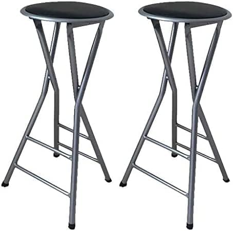 Klappbarer Barhocker Einfacher Barstuhl Hochstuhl Klapphocker Esszimmerstuhl Sessel Pu Hocker Tragbarer Dicker Erwachsenenstuhl Haushalt, Black-2pcs von Generic