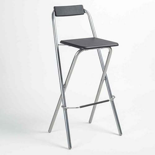 Klappbarer Barhocker Stuhl Frühstück Barhocker Küche Restaurant Sitzgelegenheiten Klappbarer Sitz Home Mit Fußstütze PVC Silber Stahlrohr Höhe 70/75cm, Black, 75CM von Generic