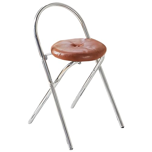 Klappbarer Barhocker Tragbarer für Erwachsene, Runder Barhocker mit Rückenlehne(Brown) von Generic