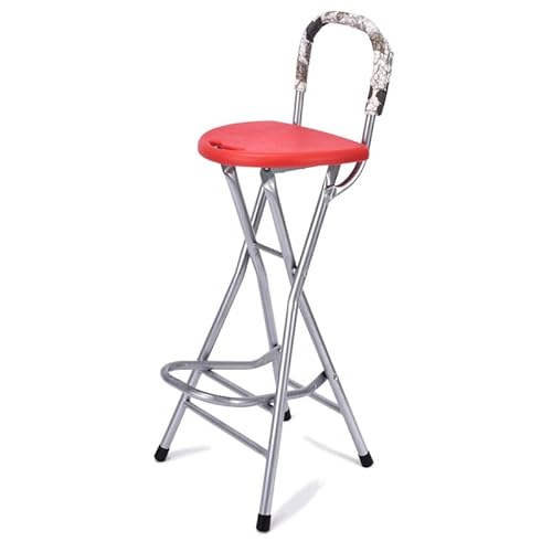 Klappbarer Barhocker mit Rückenlehne für Erwachsene, Tragbarer Hoher Hocker mit Griff für Küche Angeln Geschäft(Red) von Generic
