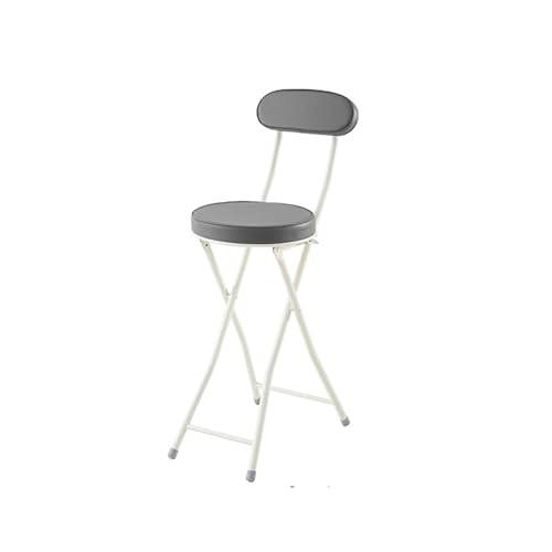 Klappbarer Barhocker mit gepolsterter Rückenlehne aus PU, Höhenverstellbarer Hocker für beengte Räume, Angeln, Wandern, Gartenarbeit(Gray) von Generic