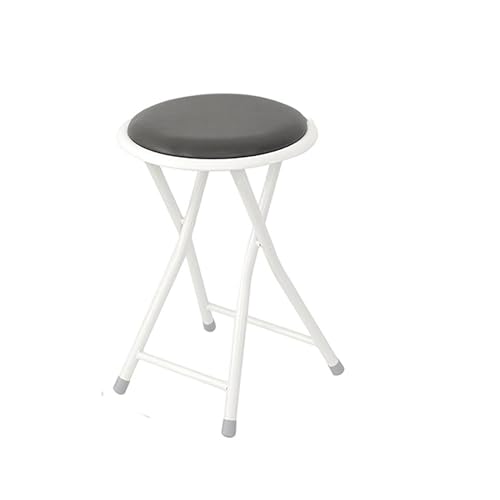 Klappbarer Barhocker ohne Rückenlehne, PU Gepolsterter Runder Robuster Klappstuhl für Küche, Garten, Geschäft(Black) von Generic