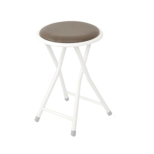 Klappbarer Barhocker ohne Rückenlehne, PU Gepolsterter Runder Robuster Klappstuhl für Küche, Garten, Geschäft(Walnut) von Generic