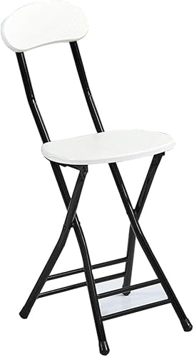 Klappbarer Barstuhl Mit Rückenlehne Frühstücksbarhocker Möbel Hochstuhl Tragbar, Black, White von Generic