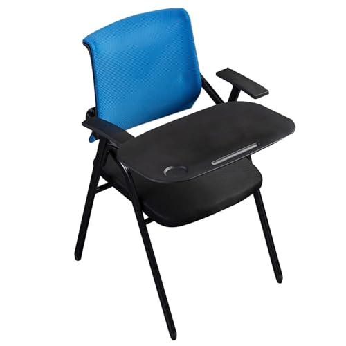 Klappbarer Büro-Konferenzstuhl Mit Schreibtafel Und Atmungsaktivem Netzgewebe – Bequemer Bürostuhl Für Schule, Studium Und Prüfung(Blau,B) von Generic
