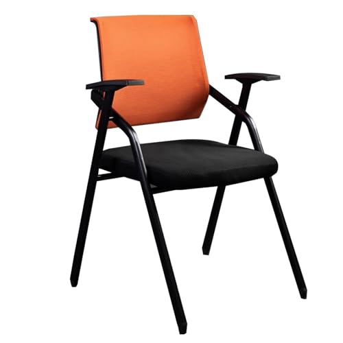 Klappbarer Büro-Konferenzstuhl Mit Schreibtafel Und Atmungsaktivem Netzgewebe – Bequemer Bürostuhl Für Schule, Studium Und Prüfung(Orange,A) von Generic