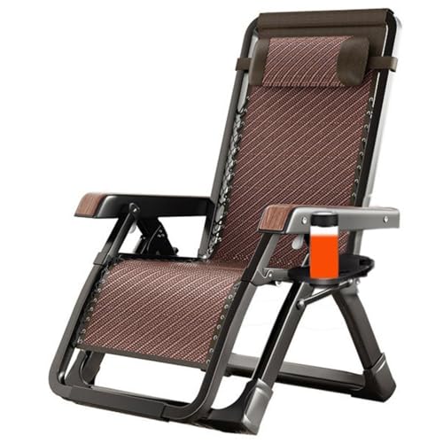 Klappbarer Chaiselongue Verstellbare Stahlgeflecht-Liegestühle Stranddeck Rasen Camping Terrasse Klappbarer Loungesessel mit Getränkehalter Tabletts und Kissen Liegestuhl Gartenstühle Outdoo von Generic