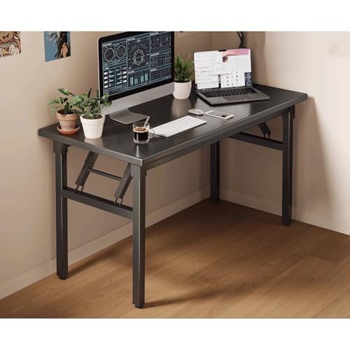 Klappbarer Computertisch Schreibtisch for Home Office Computertisch im Heimbüro for Homeoffice und Gaming Stabil Stahlgestell platzsparend(Black 1,80x40cm/31.5x16in) von Generic