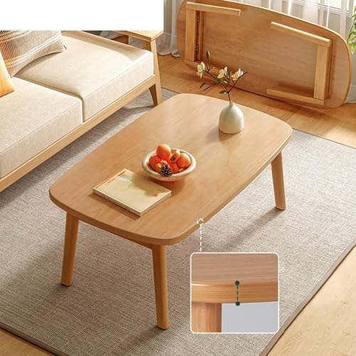 Klappbarer Couchtisch, Boden, multifunktional, rechteckig, aus Holz, minimalistisch, for Wohnzimmer, Esszimmer, Tatami, Starke Tragfähigkeit(Natural Wood,80x55x44cm) von Generic
