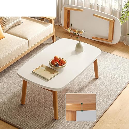 Klappbarer Couchtisch, Boden, multifunktional, rechteckig, aus Holz, minimalistisch, for Wohnzimmer, Esszimmer, Tatami, Starke Tragfähigkeit(White,100x55x44cm) von Generic